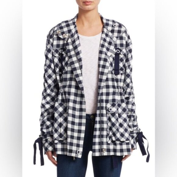 Jonathan Simkhai Gingham Twill Utility Jacket in Checkered Midnight - Picture 5 of 12